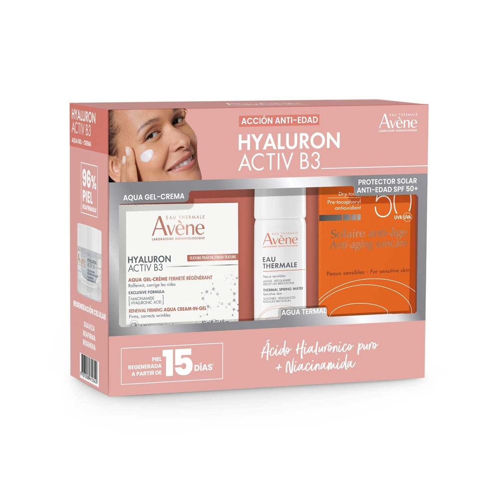 Kit Avène Hyaluron Activ B3 Aqua Gel + Solar Antiedad SPF 50 + Agua Termal |50 ml