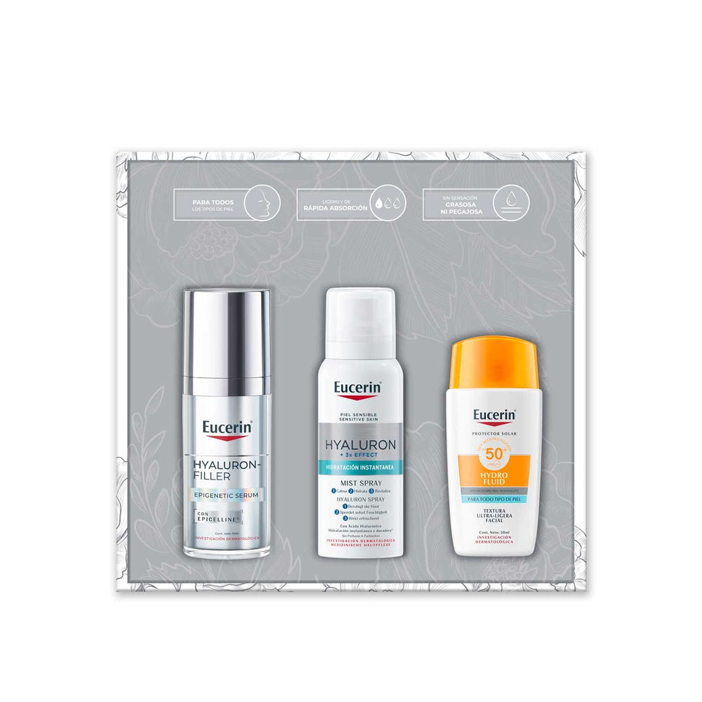 Kit Eucerin Serum Epigenetic Hyaluron Filler + Protector Solar Hydrofluid + Mist Spray | 30 ml/50 ml/ 50 ml