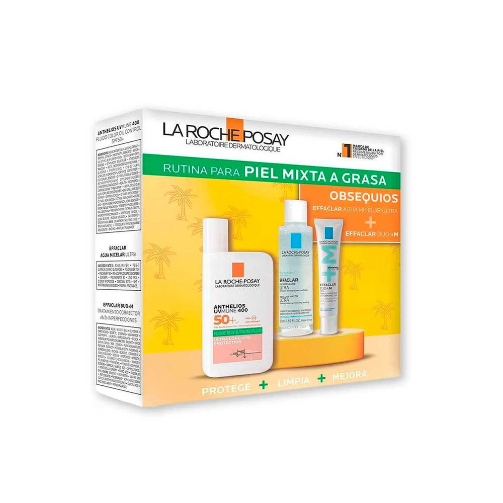 Kit Anthelios UVMune 400 Color + Effaclar Micelar + Effaclar Dúo | 50 ml/50 ml/15ml