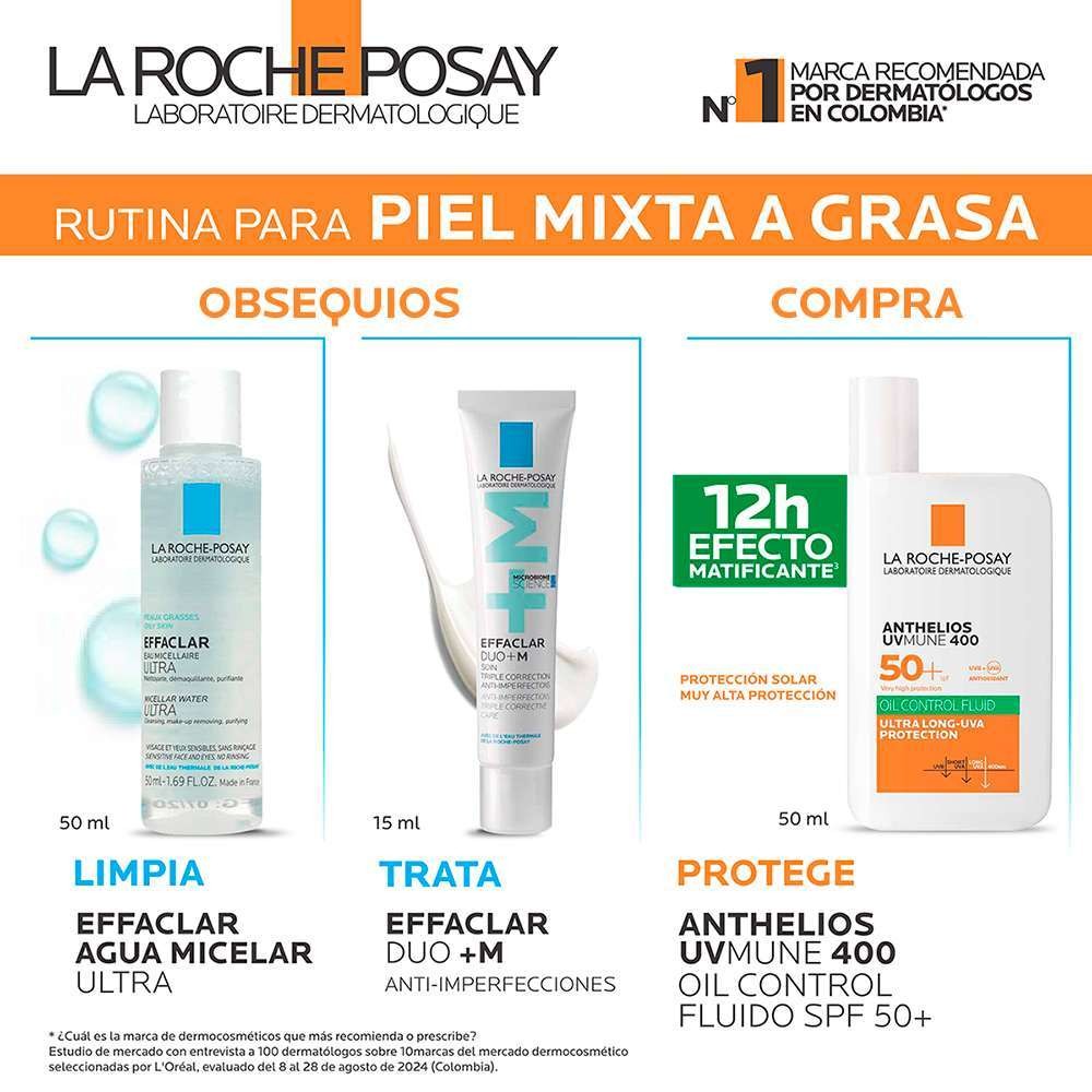 Kit Anthelios UVMune 400 + Effaclar Micelar + Effaclar Dúo | 50 ml/50 ml/15ml