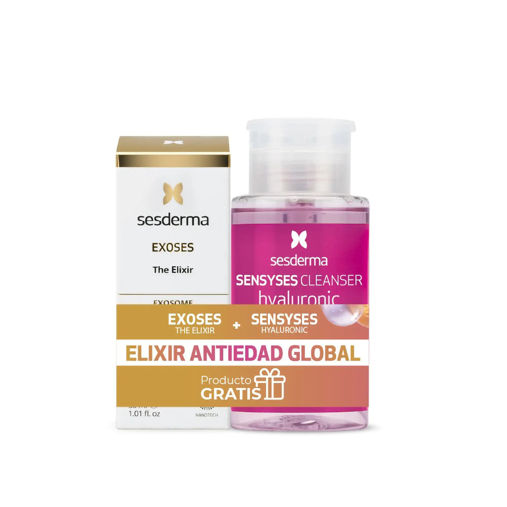Kit Elixir Antiedad Global: Exoses Sérum +Sensyses Cleanser Hyaluronic | 30 ml/200 ml