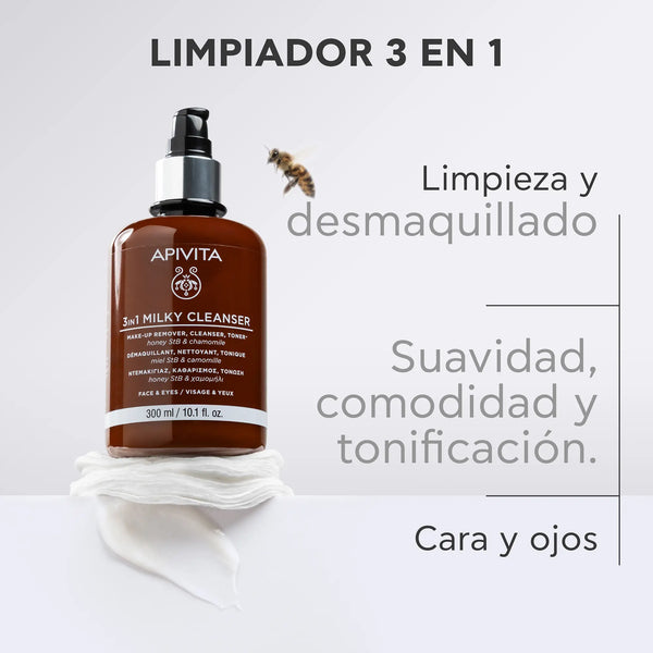 Apivita Cleansing Milk 3 in 1 - Face-Eyes | 300 ml